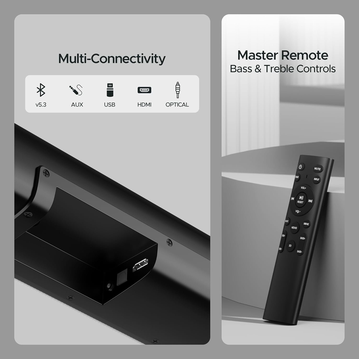 boAt Aavante Bar Quake Pro, 240W Signature Sound, 2.1CH, Wireless Subwoofer, BT v5.3, Multiple Ports, Bass & Treble Controls, Bluetooth Sound bar, Home Theatre Soundbar Speaker (Premium Black) - View 2