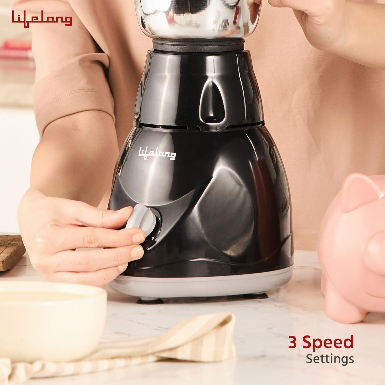 Lifelong LLMG23 Power Pro 500-Watt Mixer Grinder with 3 Jars (Liquidizing, Wet Grinding and Chutney Jar), Stainless Steel blades, 1 Year Warranty - View 6