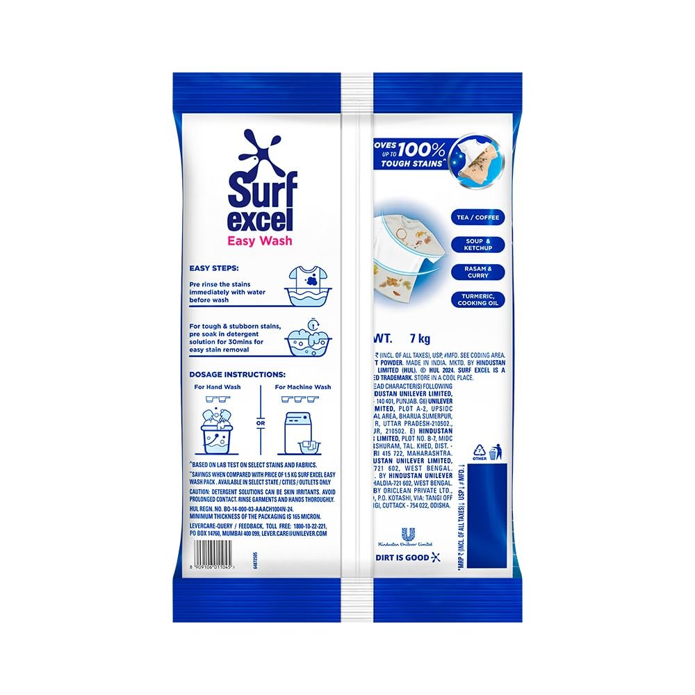 7 kg Surf Excel Easy Wash Detergent Powder | Superfine Washing Powder | Dissolves Easily & Removes Tough Stains | Suitable for all Washing Machines - View 6