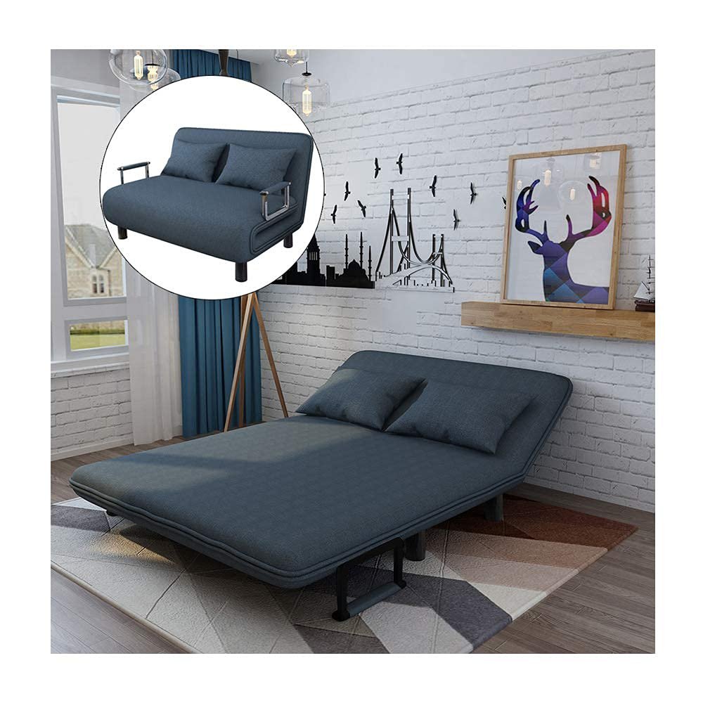 Royal Interiors 3 Seater Foldable Sofa with Cushion and Armrests | Compact Sleeper Couch for Small Spaces | Sleeper Sofa for Living Room, Bedroom | Convertible Tri-Fold Sofa Cum Bed (Blue) - View 5