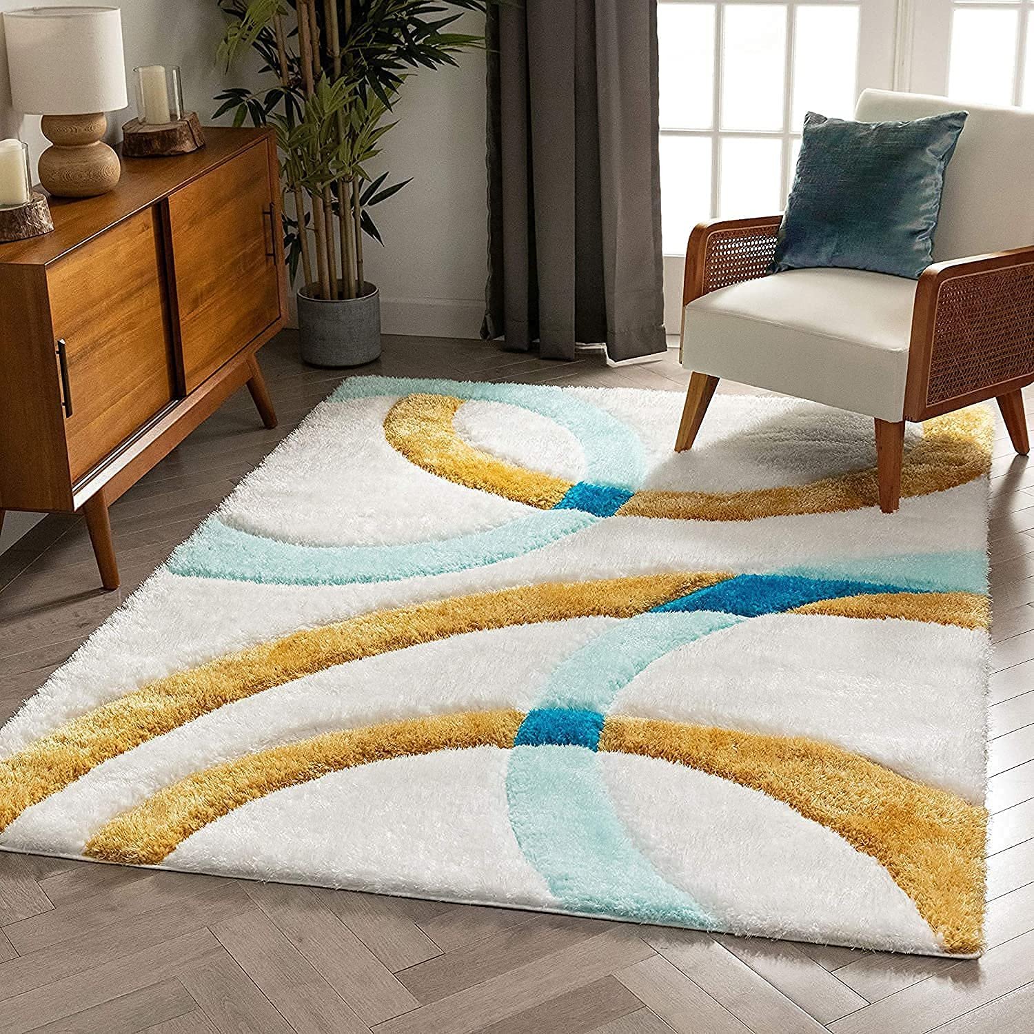 HI-Homes Modern Soft 3D Shaggy Fur Carpets for Living Room Thick Fluffy Rugs for Bedroom, 2x5 feet, Multi Color - View 3