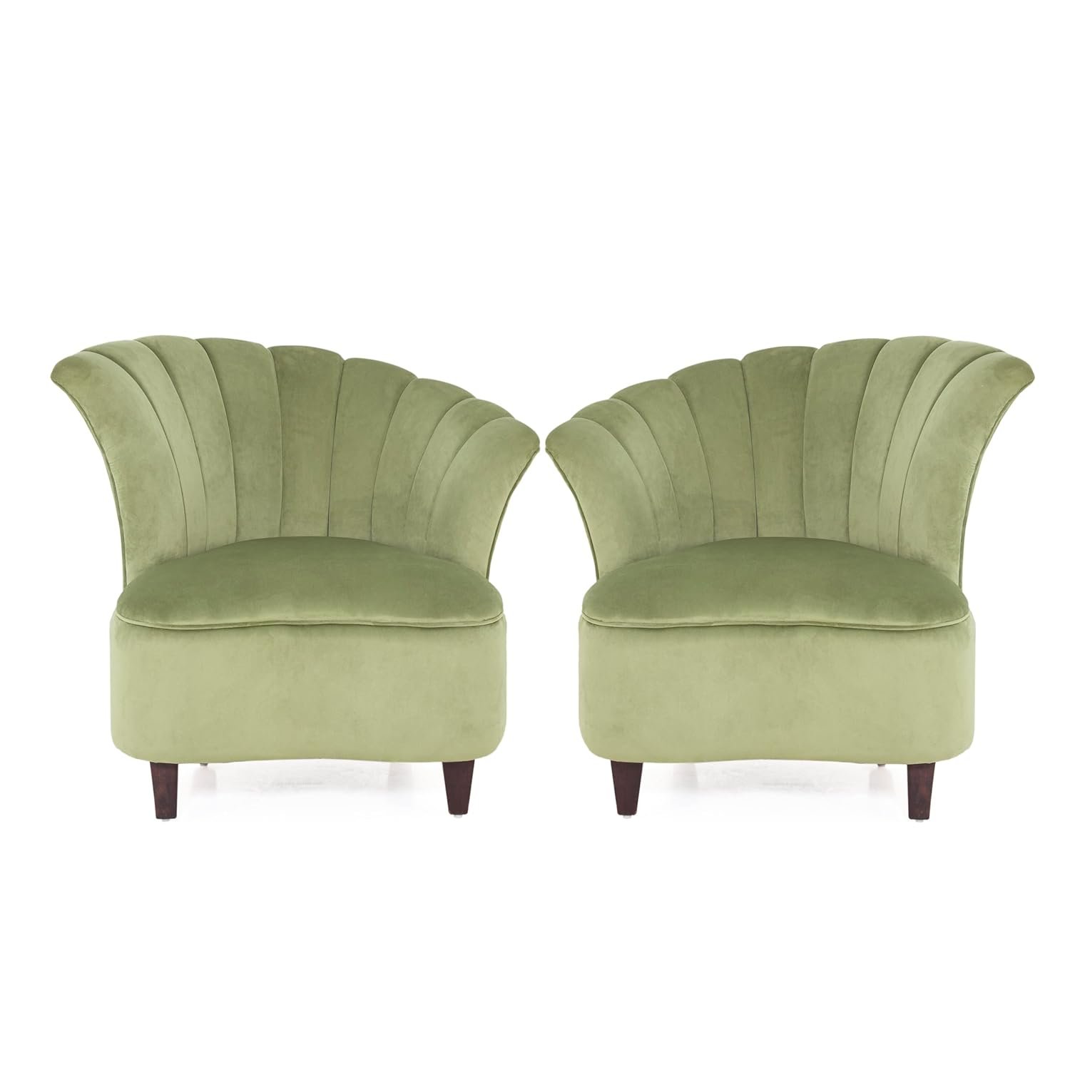 Peachtree Butterfly 1 Seater Chair for Living Room, Mango Wooden Frame & Sheesham Wood Leg | Velvet Fabric Chair for Dining Room | Single Seater Chair | No Armstyle |1 Year Warrranty (Set of 2, Green) - View 4