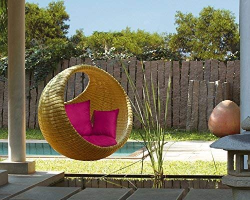 Hanging Swing Chair for Balcony & Living Room | Handwoven Cane Hammock Zula for Adults | Indoor Outdoor Single Seater Jhula | Handmade Rattan Swing Chair (91x46x91 cm) - View 2