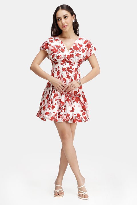 Noura 100% Cotton Pleated Bubble Hem Dress - View 3