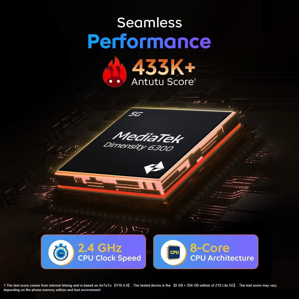 iQOO Z10 Lite 5G (Cyber Green, 6GB RAM, 128GB Storage) | 6000 mAh Battery | Dimensity 6300 5G Processor with 433K+* AnTuTu Score | IP64 Rated & Military Grade Shock-Resistance* - View 4